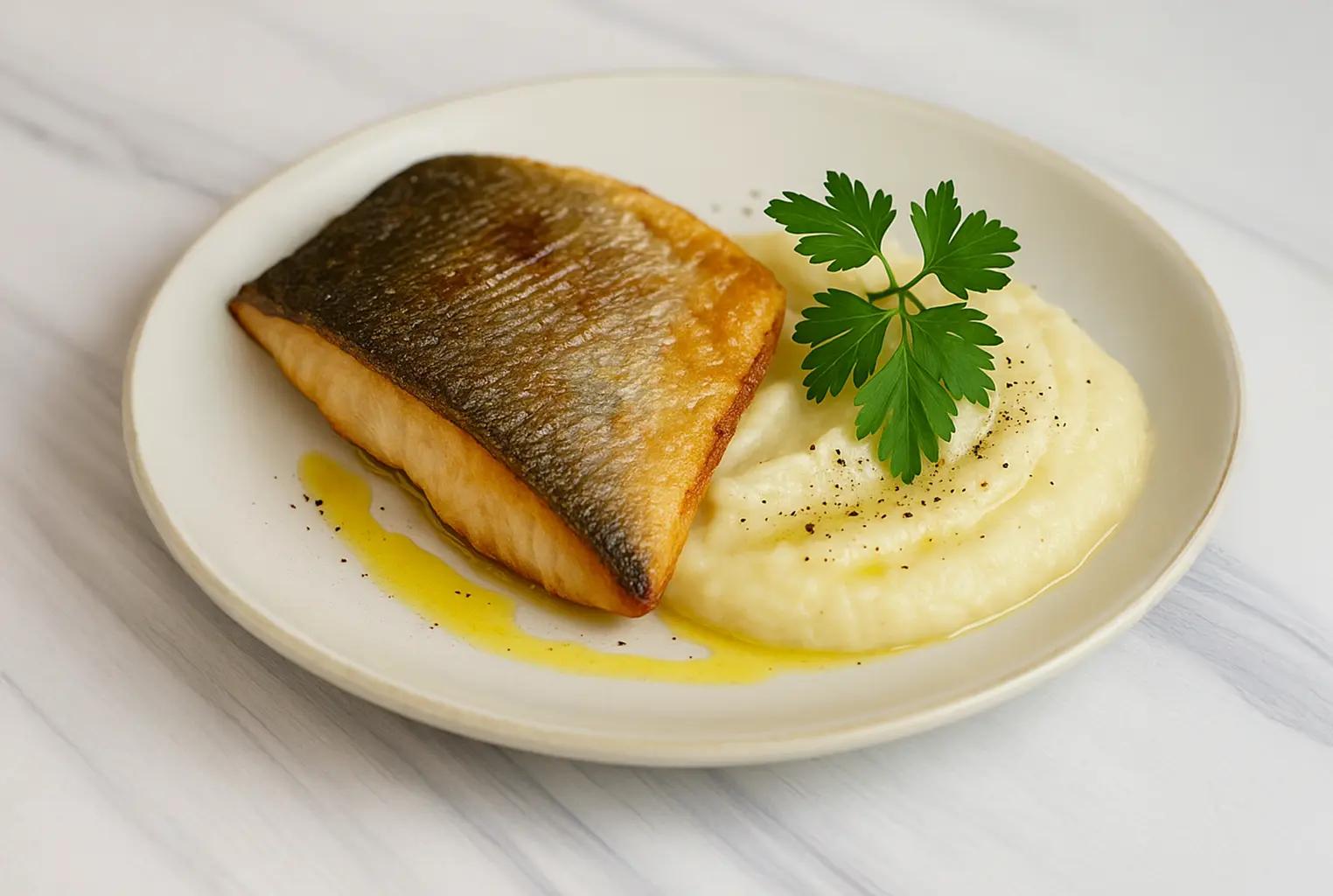 Sea Bass with Skordalia